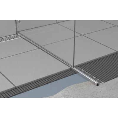 ACO ShowerStep profiliuotis, su nerūdijančio plieno matiniu paviršiumi, dešinysis, ilgis 990 mm, galima rinktis aukštį