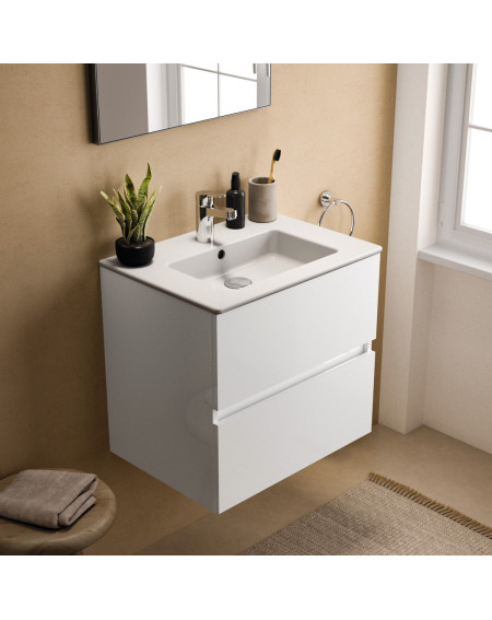 KOMPLEKTAS: Ideal Standard Eurovit pakabinama vonios spintelė su praustuvu 60 cm, 2 stalčiai, soft close uždarymas
