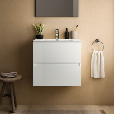 KOMPLEKTAS: Ideal Standard Eurovit pakabinama vonios spintelė su praustuvu 60 cm, 2 stalčiai, soft close uždarymas