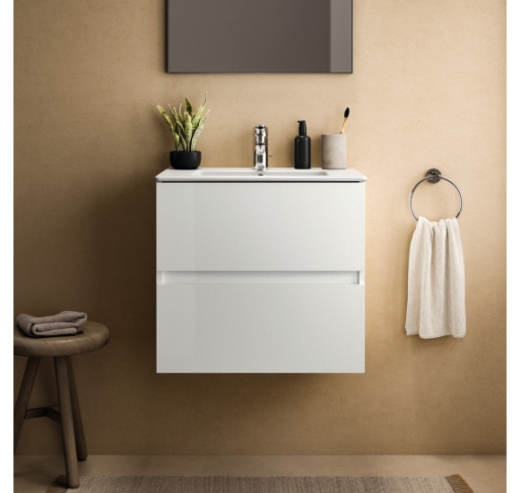 KOMPLEKTAS: Ideal Standard Eurovit pakabinama vonios spintelė su praustuvu 60 cm, 2 stalčiai, soft close uždarymas