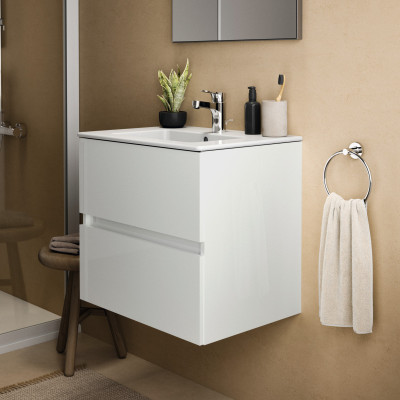 KOMPLEKTAS: Ideal Standard Eurovit pakabinama vonios spintelė su praustuvu 60 cm, 2 stalčiai, soft close uždarymas