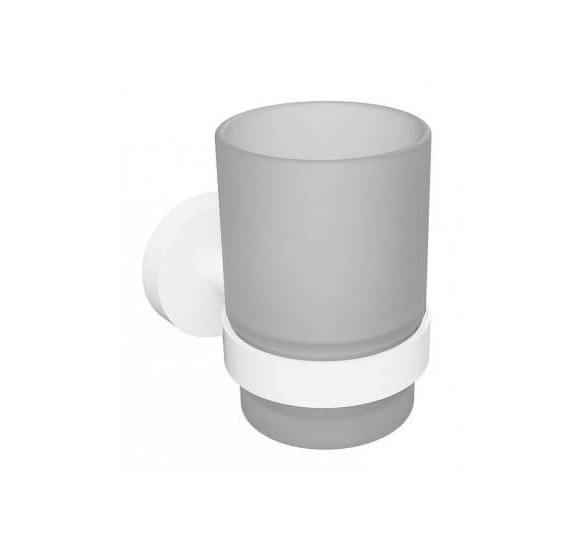 Stiklinaitė su laikikliu Bemeta White (baltos spalvos)