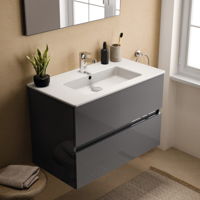 KOMPLEKTAS: Ideal Standard Eurovit pakabinama vonios spintelė su praustuvu 80 cm (815 x 450 x 565 mm)
