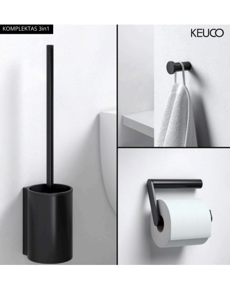 KEUCO 3in1 WC aksesuarų rinkinys (šepetys, kabliukas,WC popieriaus laikiklis)