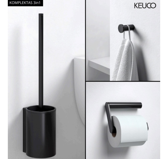 KEUCO 3in1 WC aksesuarų rinkinys (šepetys, kabliukas,WC popieriaus laikiklis)