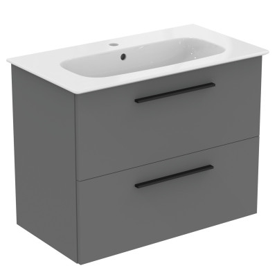 KOMPLEKTAS: Ideal Standard I.Life A vonios spintelė su praustuvu 80cm, Quartz grey matt spalva