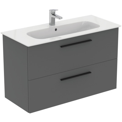 KOMPLEKTAS: Ideal Standard I.Life A vonios spintelė su praustuvu 100cm, quartz grey matt spalva