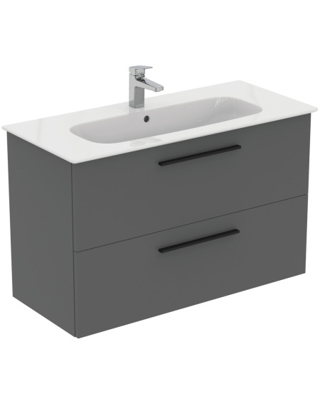 KOMPLEKTAS: Ideal Standard I.Life A vonios spintelė su praustuvu 100cm, quartz grey matt spalva