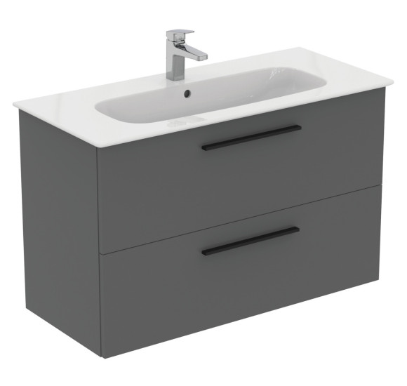 KOMPLEKTAS: Ideal Standard I.Life A vonios spintelė su praustuvu 100cm, quartz grey matt spalva