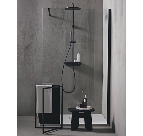 Ideal Standard Ceratherm S200 dušo sistema su termostatiniu maišytuvu, 30 cm lietaus galva, juodos matinės spalvos