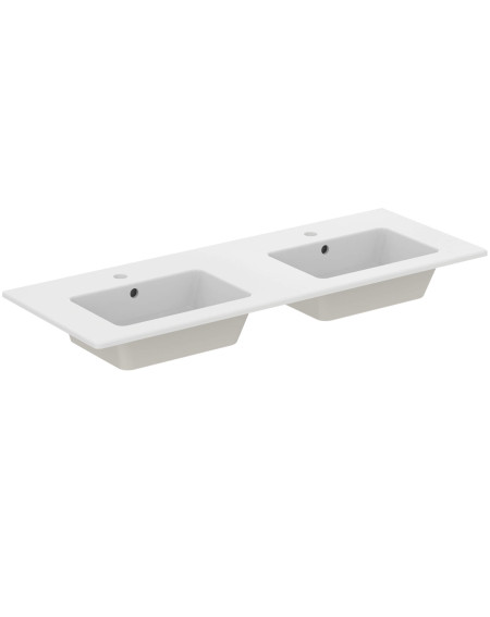 Ideal Standard Eurovit dvigubas montuojamas praustuvas 122 cm, su persipylimo anga, baltos blizgios spalvos