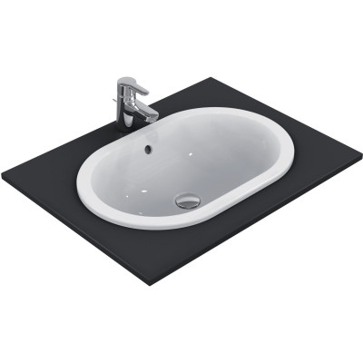 Ideal Standard CONNECT į stalviršį įleidžiamas praustuvas, 62 cm, be skylės maišytuvui, baltos blizgios spalvos