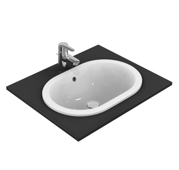 Ideal Standard CONNECT į stalviršį įleidžiamas praustuvas, 55 cm, be skylės maišytuvui, baltos blizgios spalvos