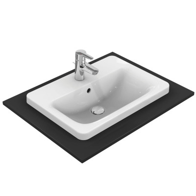Ideal Standard CONNECT į stalviršį įleidžiamas praustuvas, 58 cm, su skyle maišytuvui, baltos blizgios spalvos