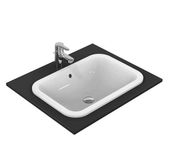 Ideal Standard CONNECT į stalviršį įleidžiamas praustuvas, 58 cm, be skylės maišytuvui, baltos blizgios spalvos